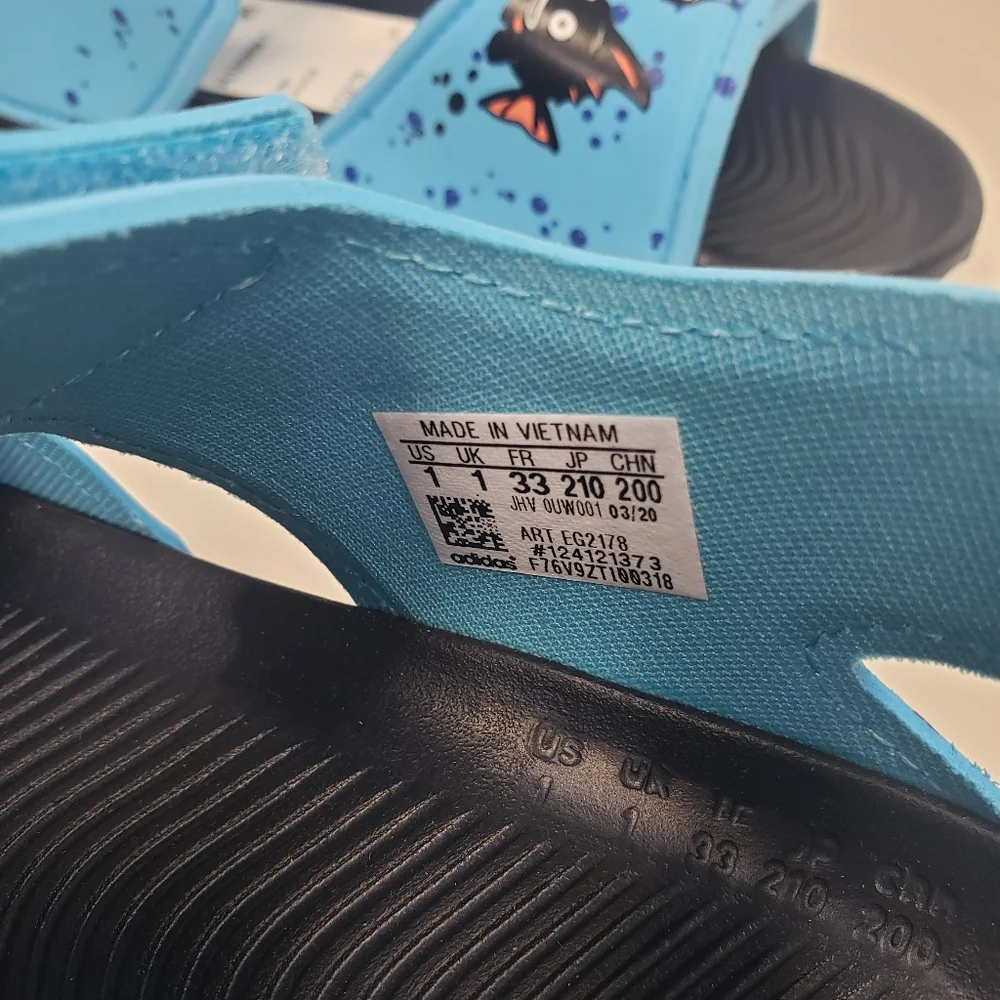 1Y Adidas Altaswim C Blue Fish Summer Beach Sandals Kids Size 1Y (Unisex)